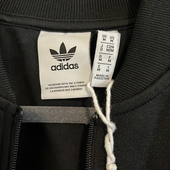 Adidas Unisex Black White Stripe Zip Up Jacket Size M - Picture 3 of 10